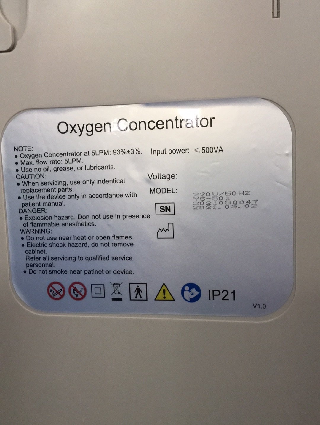 5L/10L Oxygen Generator Medical Use MDLJY45