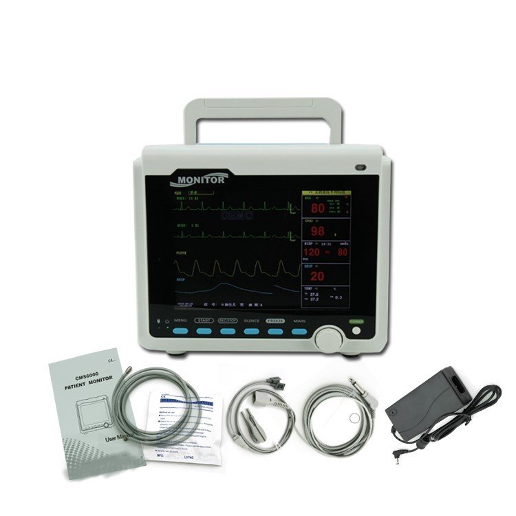 CMS6000 Patient Monitor 8 inch TFT Color LCD, ECG, RESP, SpO2, PR, NIBP and Dual-Channel TEMP