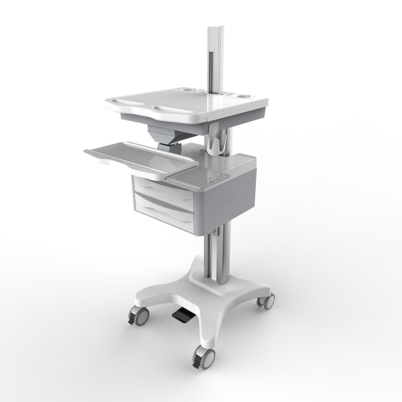 Height Adjustable Mobile Computer Cart/Medical Computer Cart (Foot Pedal) - Image 3